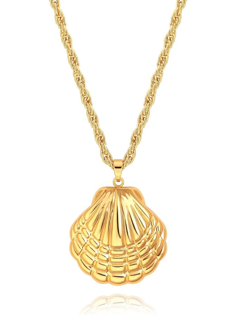 18k Gold Plated Chain Link Necklace with Baroque Pearl & Compass Pendant